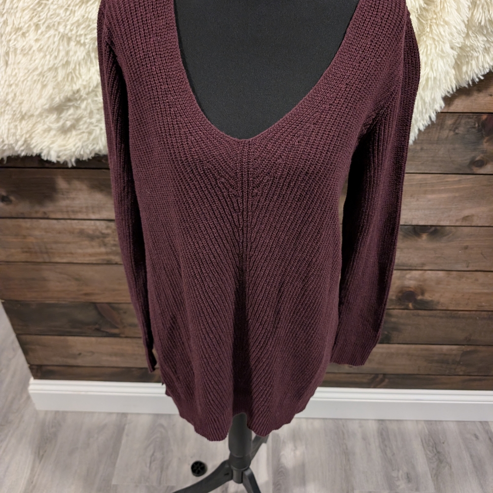Old Navy Women's Deep V-Neck Maroon Sweater